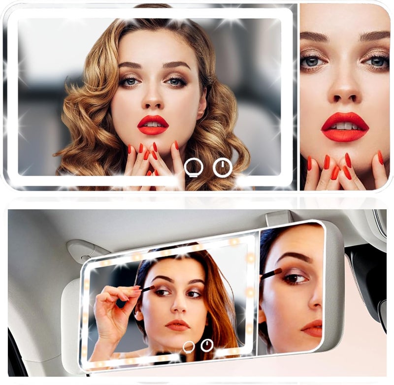 ihkwlma Led Car Sun Visor Vanity Mirror Upgraded Large Vanity Makeup Universal Rear View Mirror for Car Visor - Image 1